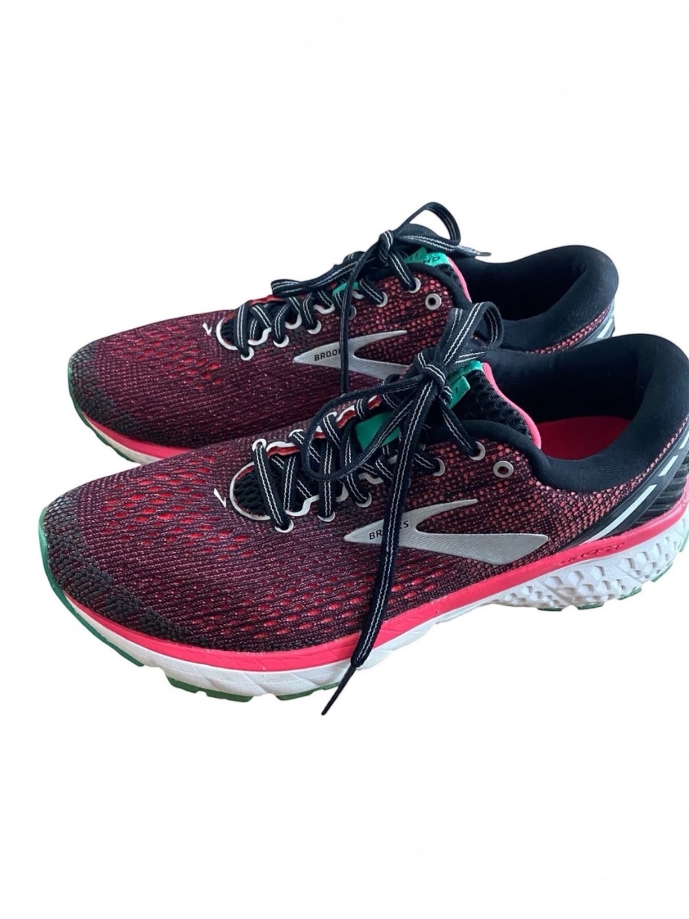 Brooks Womens Ghost 11 Running Sneakers Shoes Pink Black Green Size 9.5